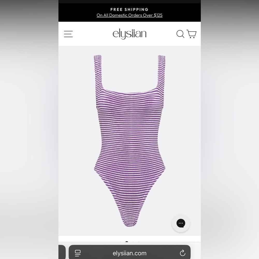 NWT Elysiian Purple Striped One Piece Swimsuit